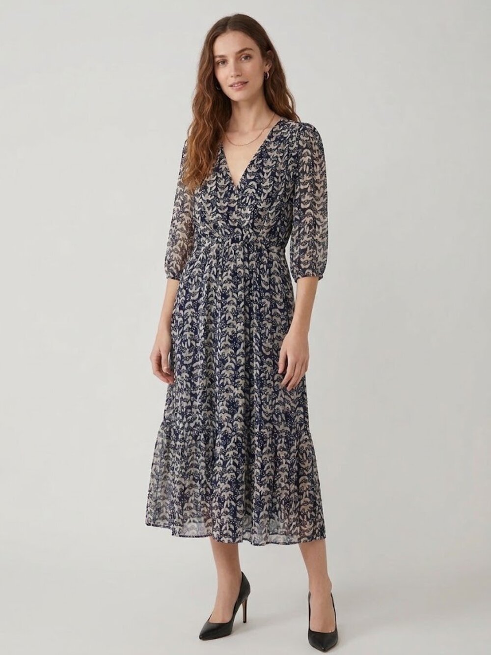Ba&Sh Black & White Printed Wrap Maxi Dress